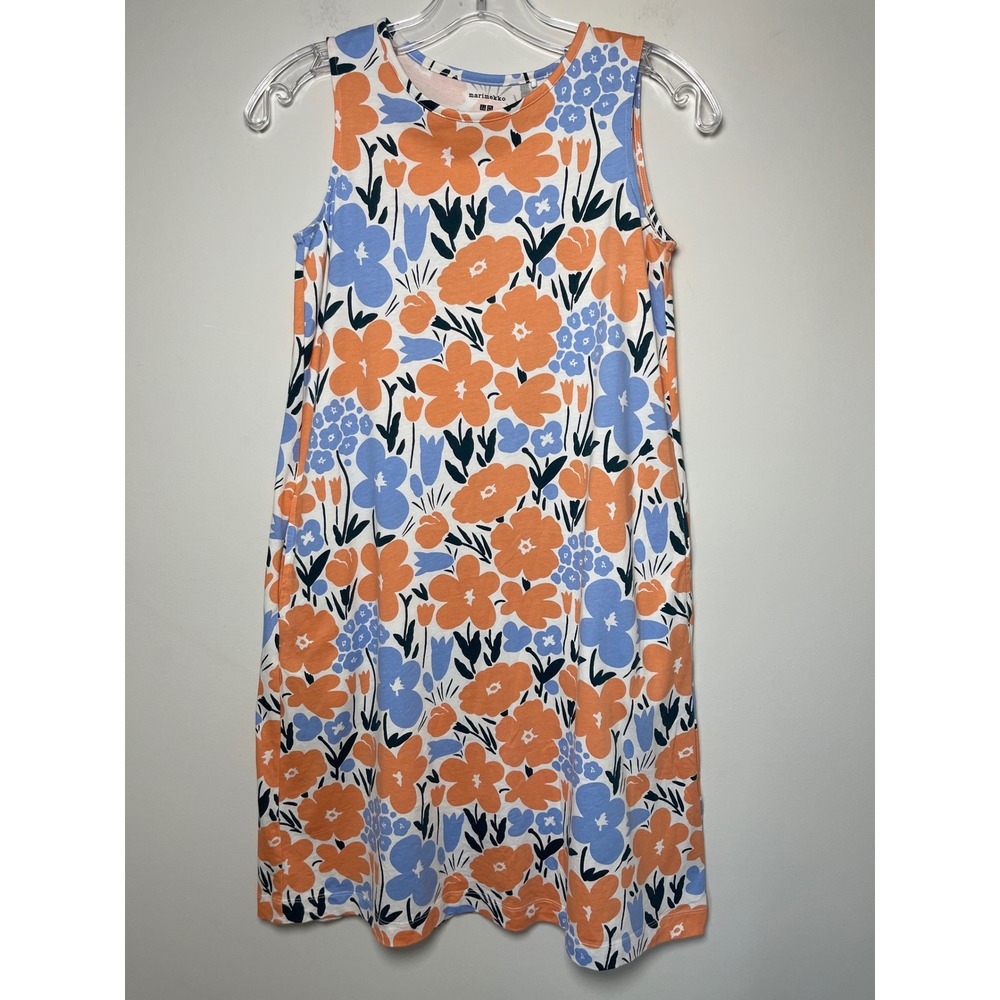 Marimekko x Uniqlo Kids Floral Sleeveless A-Line Dress Orange Blue 150 10-12